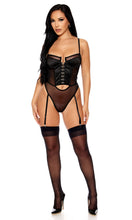 Load image into Gallery viewer, Got Him Hooked Satin and Mesh Cutout Lingerie Teddy
