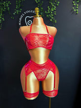 Load image into Gallery viewer, Bae Vinyl and Lace Bra and Garter Belt Lingerie
